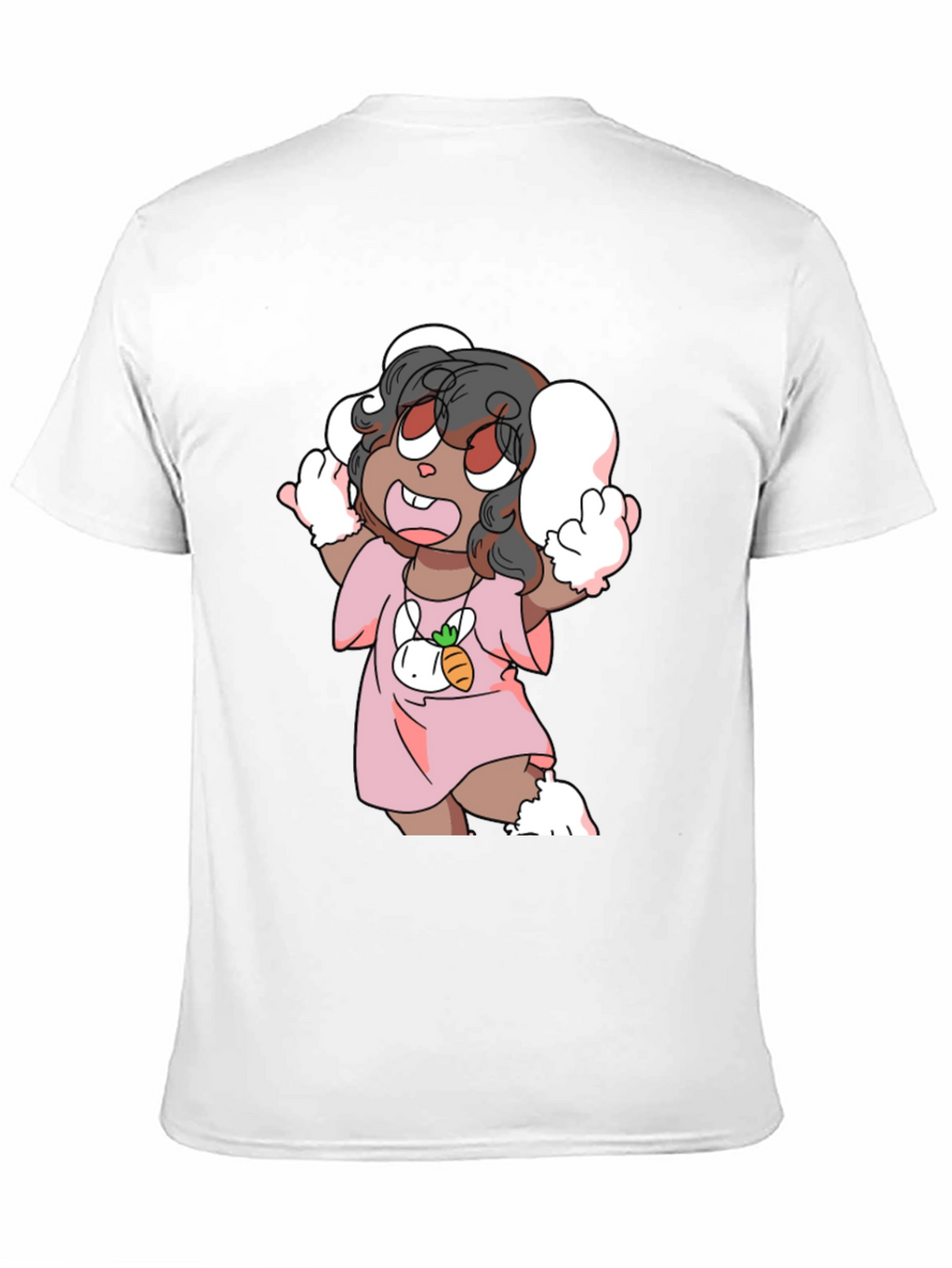 Cartoon Bunny Character Black Tee