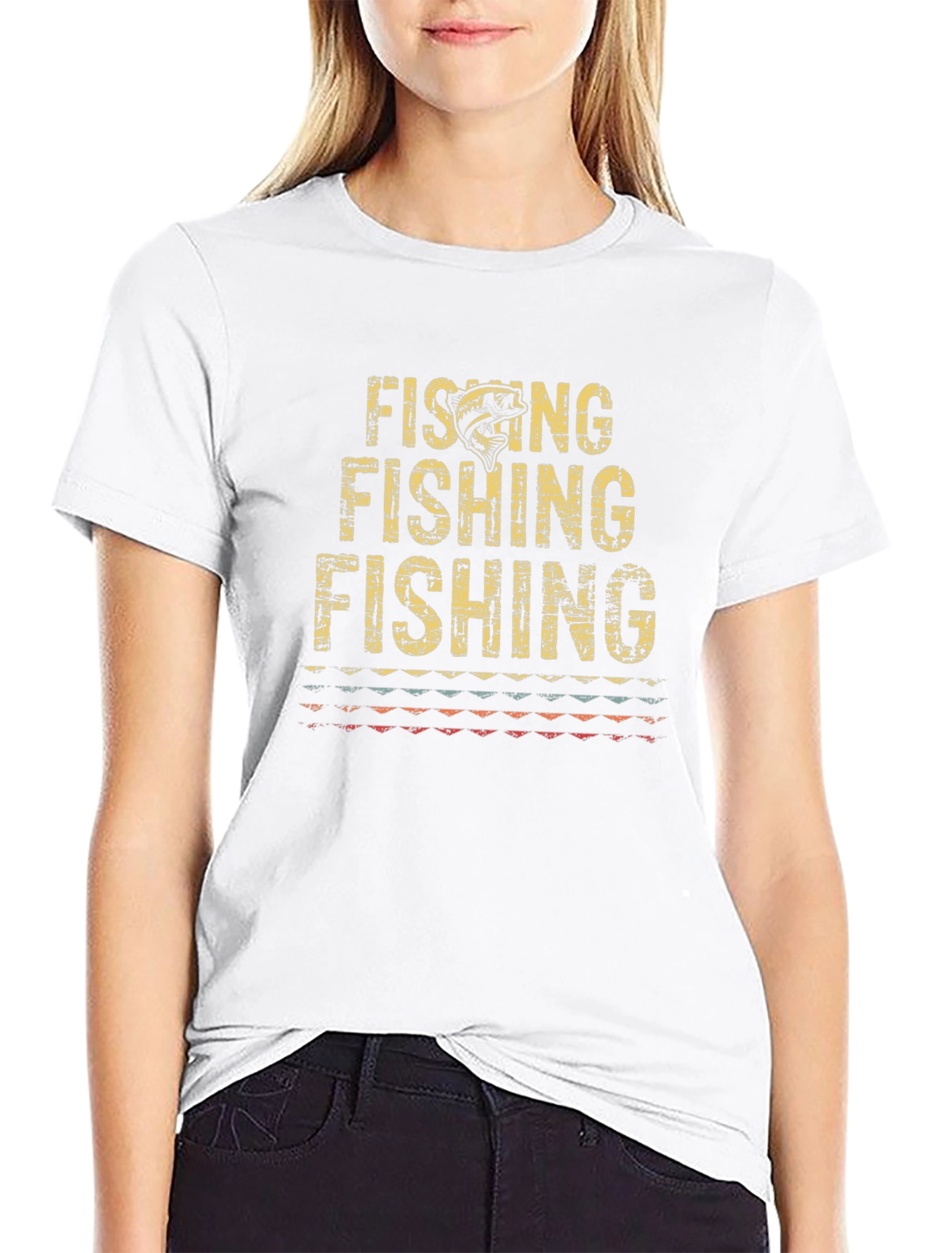Vintage Fishing Graphic Tee - Black Cotton T-Shirt