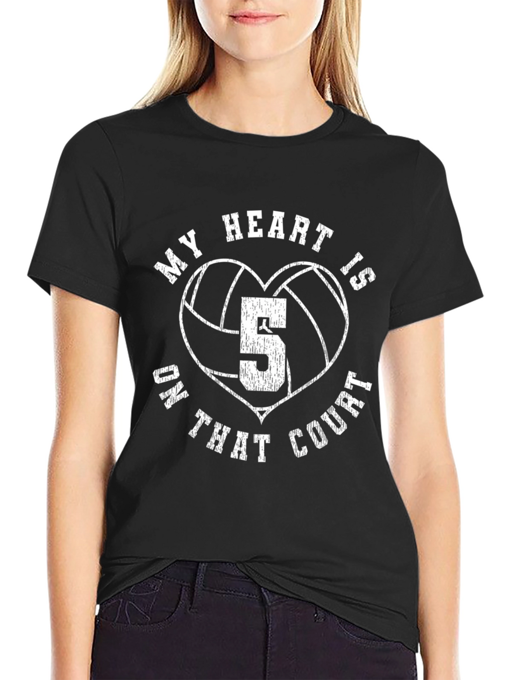 Volleyball Heart Number 5 T-Shirt - On That Court!