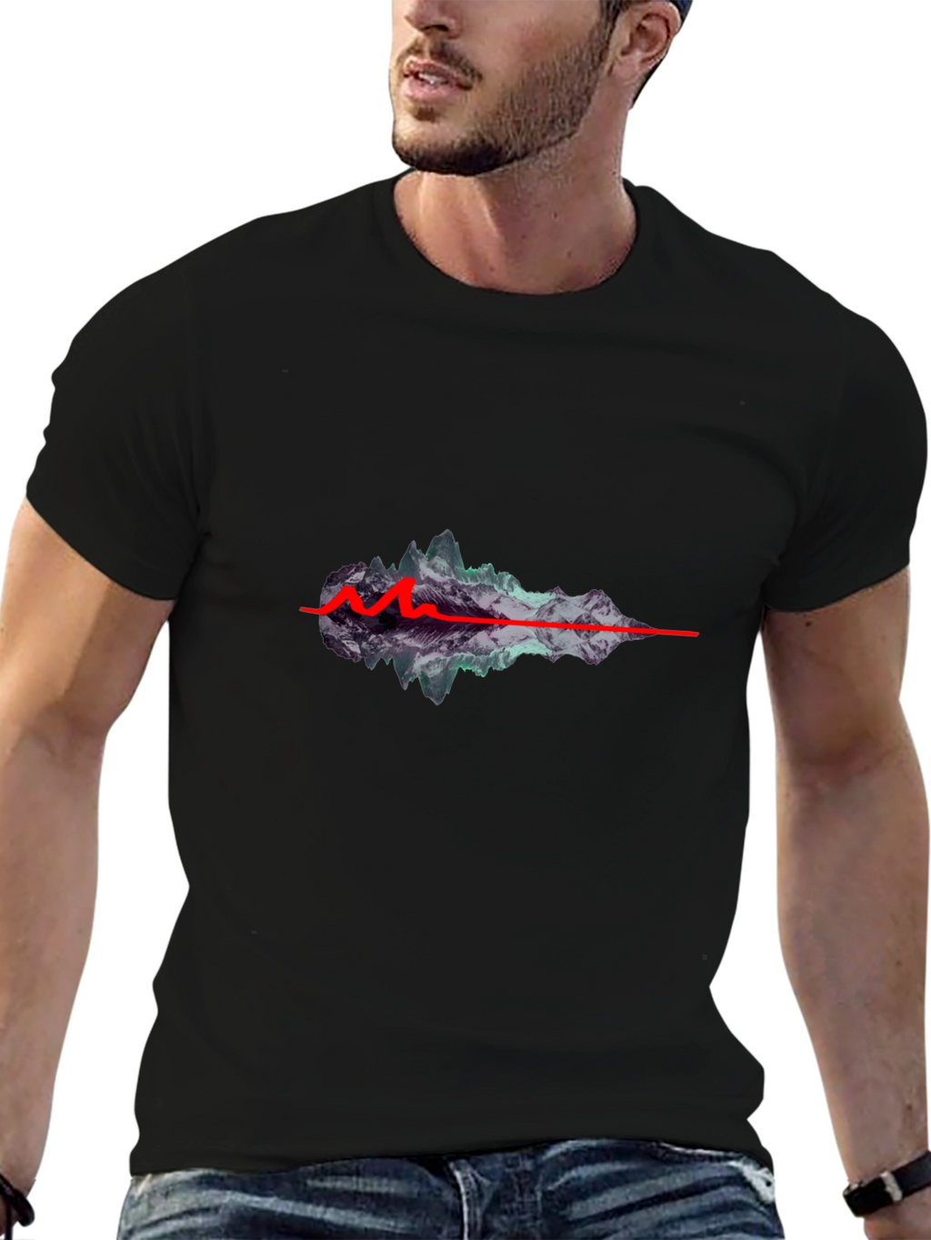 Mountain Wave Graphic Black T-Shirt