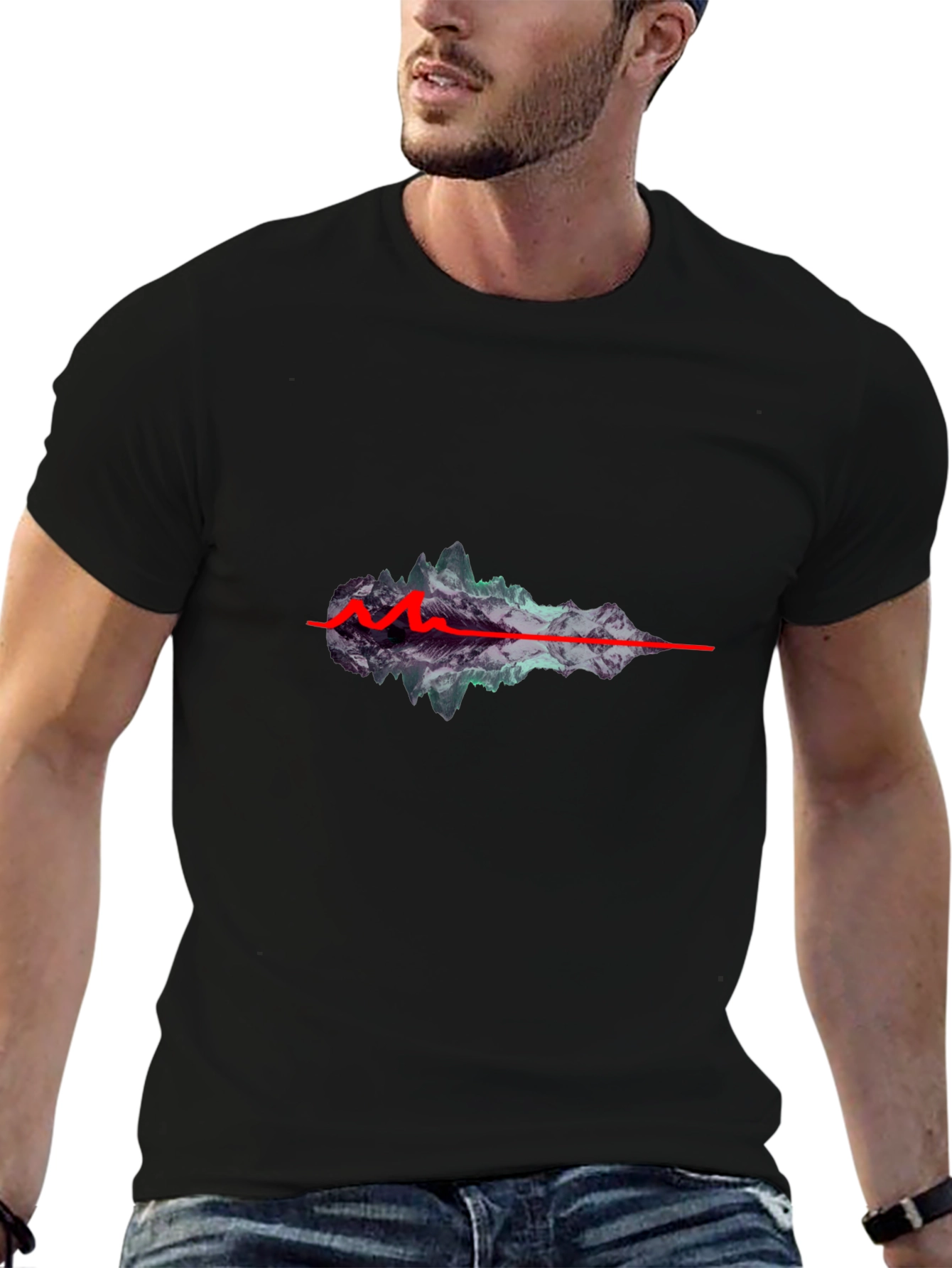 Mountain Wave Graphic Black T-Shirt