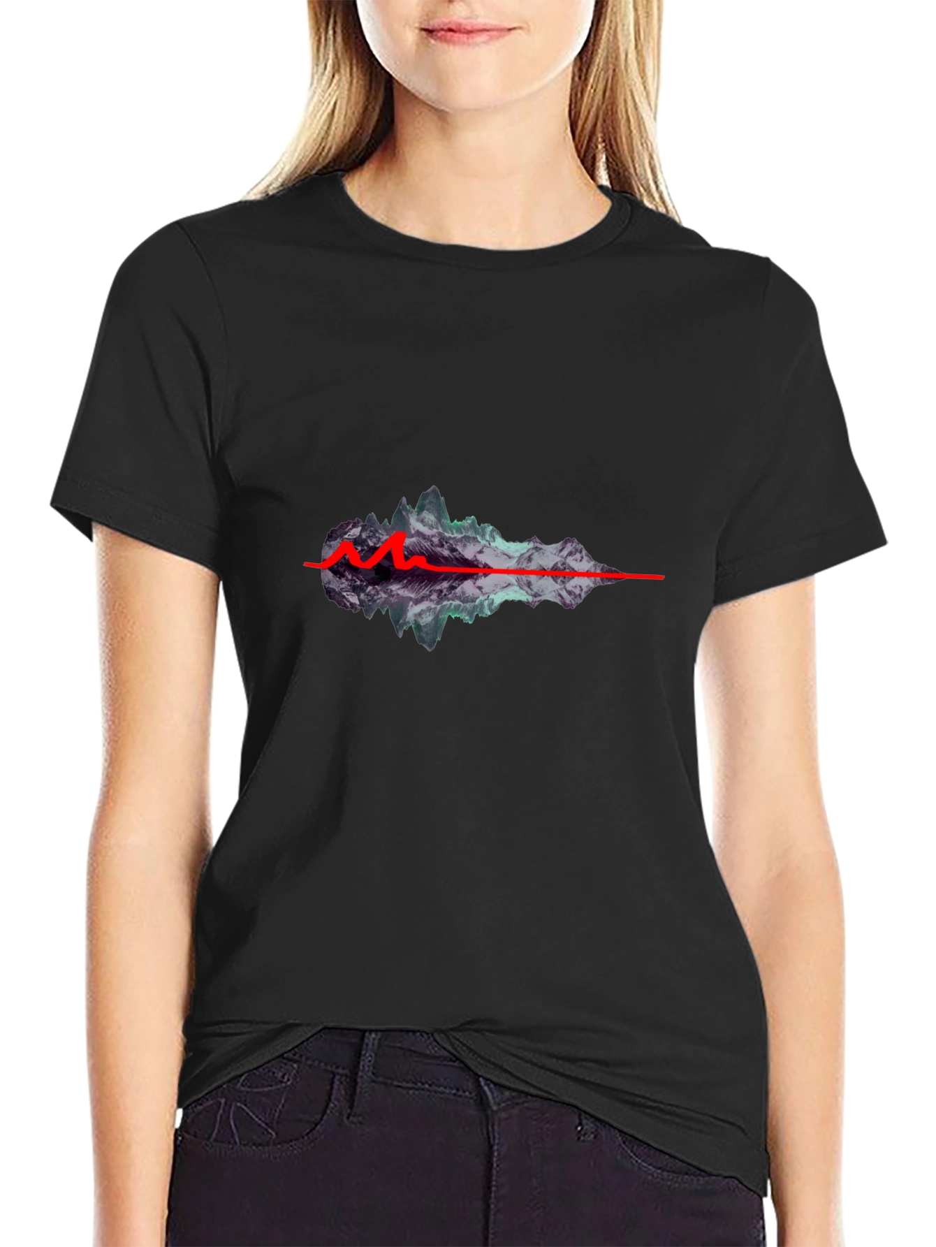 Mountain Wave Graphic Black T-Shirt