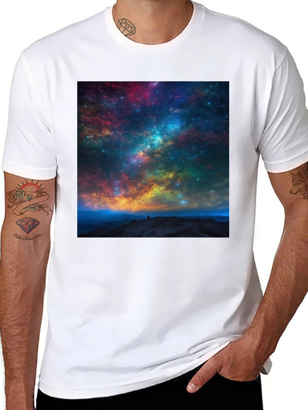 Galaxy Print Black T-Shirt