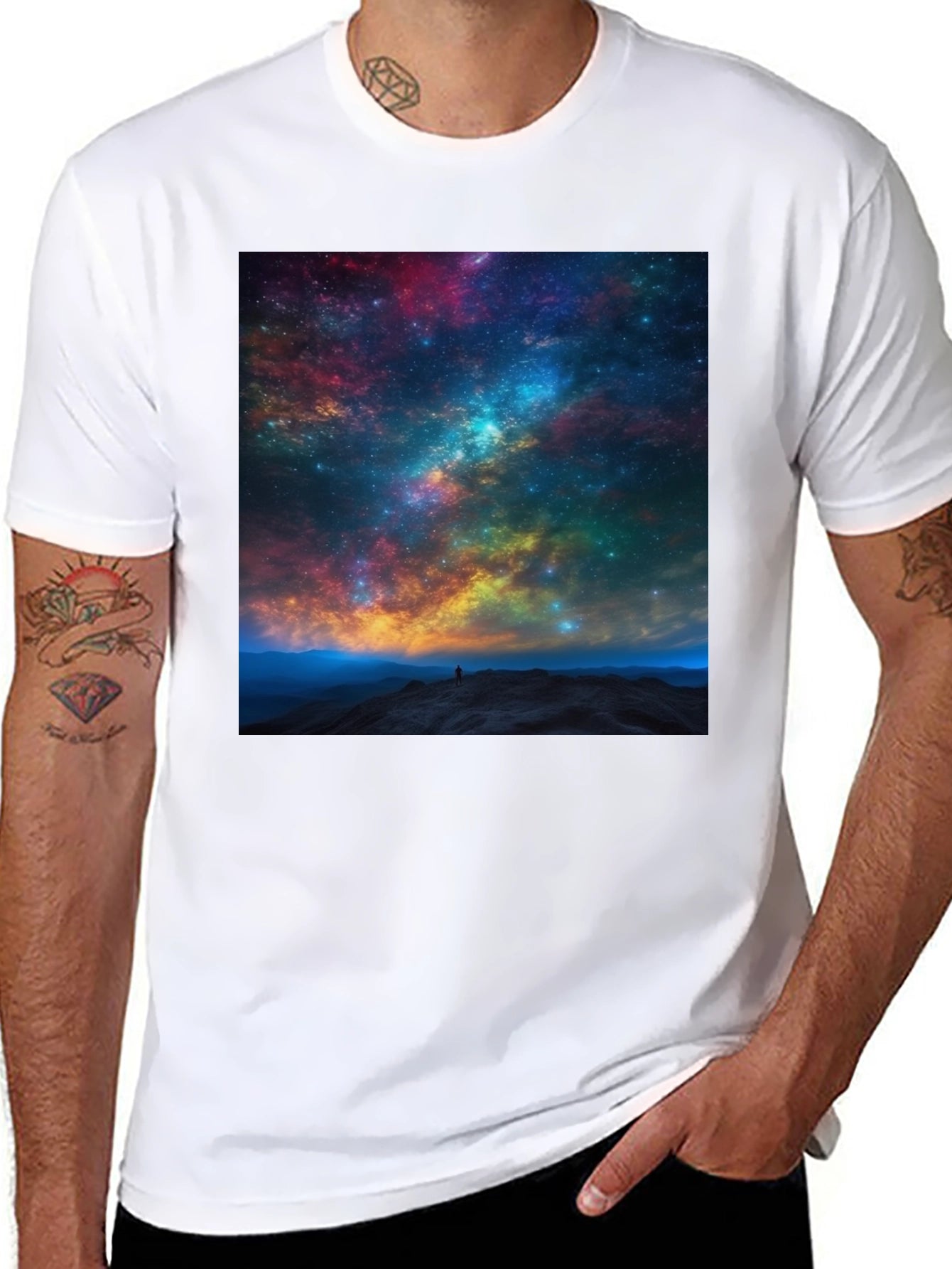 Galaxy Print Black T-Shirt