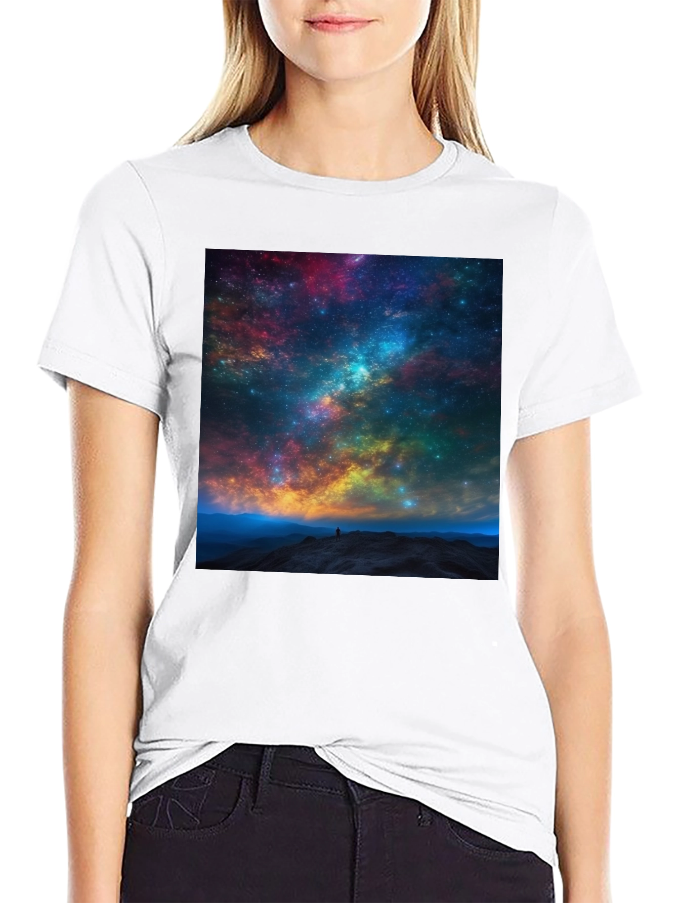 Galaxy Print Black T-Shirt
