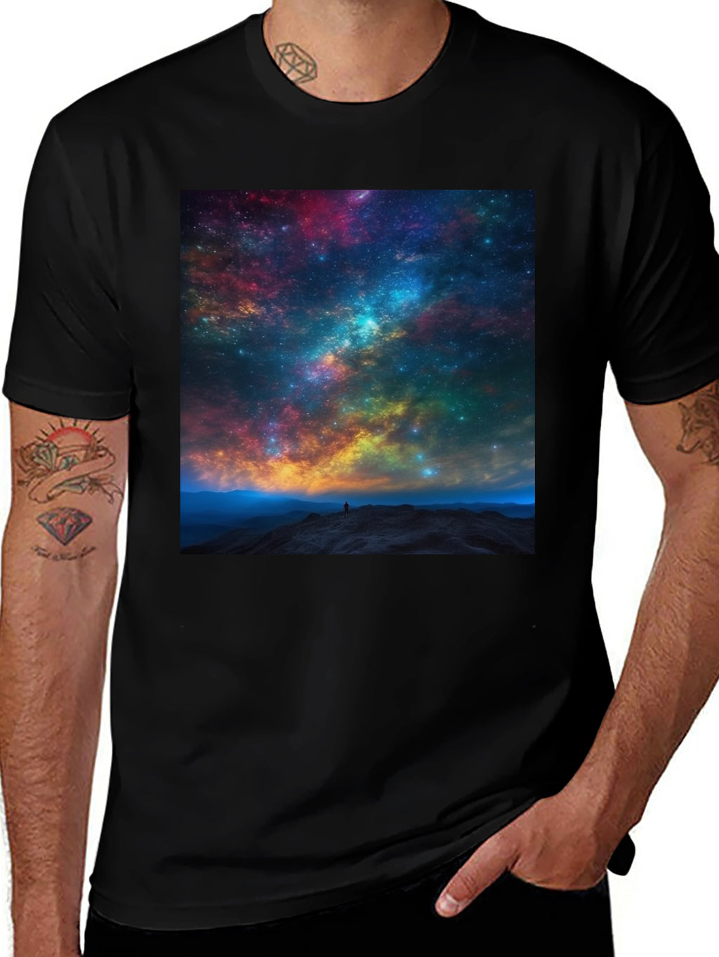 Galaxy Print Black T-Shirt