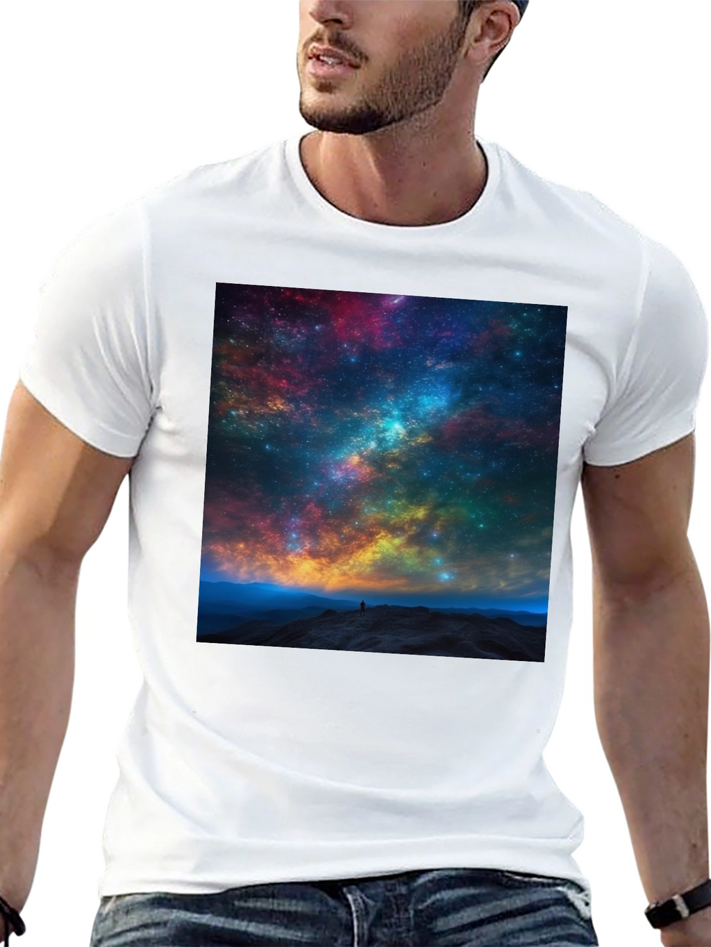 Galaxy Print Black T-Shirt