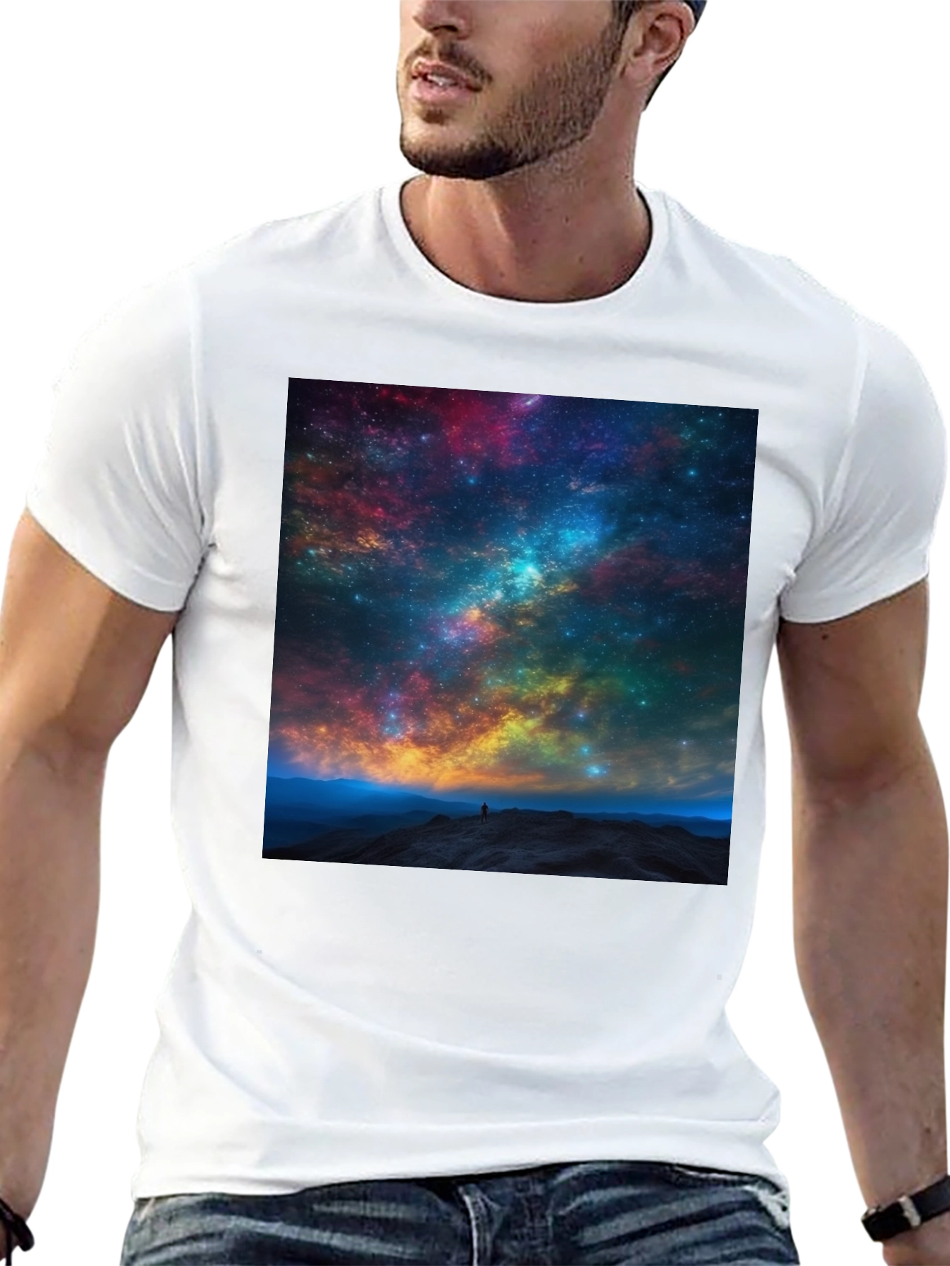 Galaxy Print Black T-Shirt