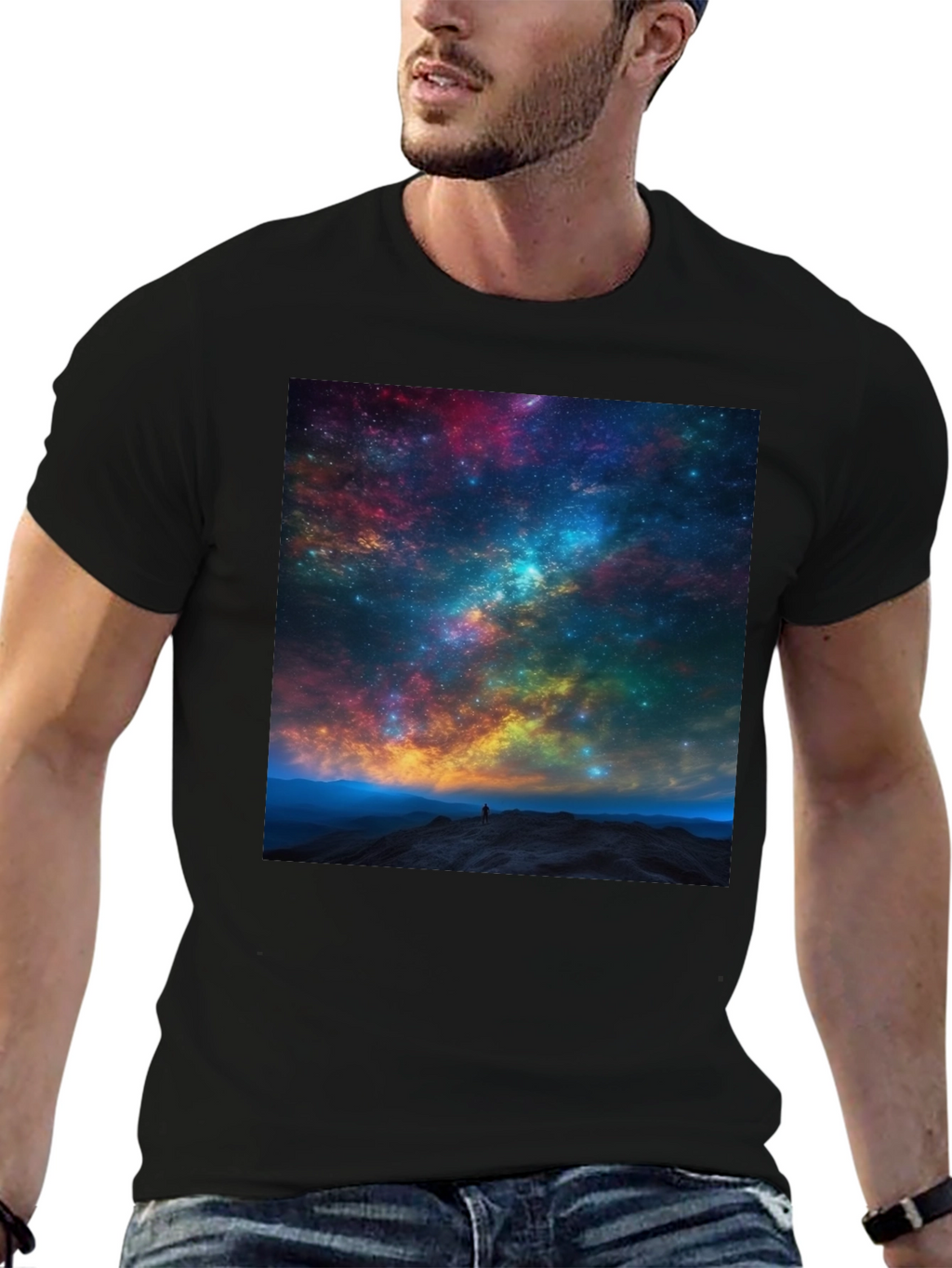 Galaxy Print Black T-Shirt
