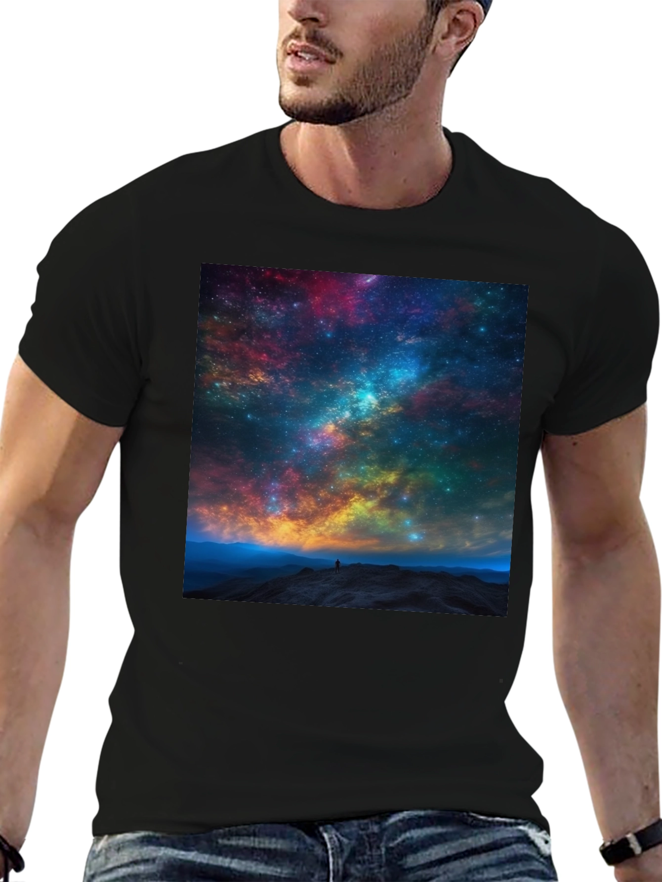 Galaxy Print Black T-Shirt