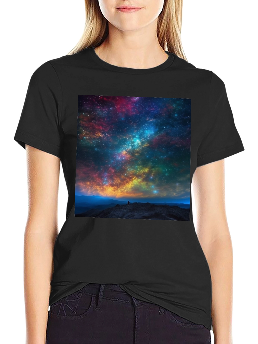 Galaxy Print Black T-Shirt