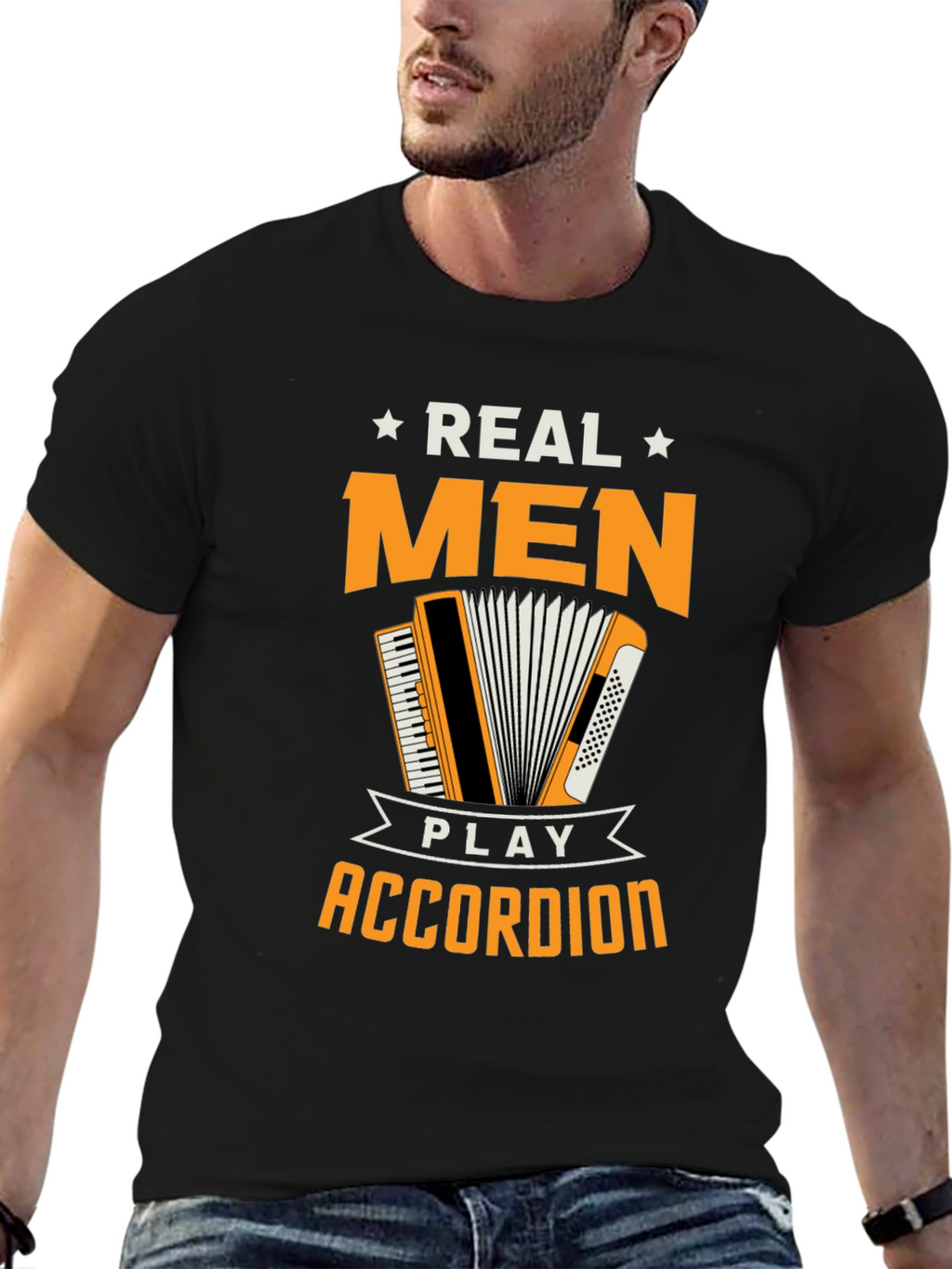 Real Men Play Accordion Funny T-Shirt