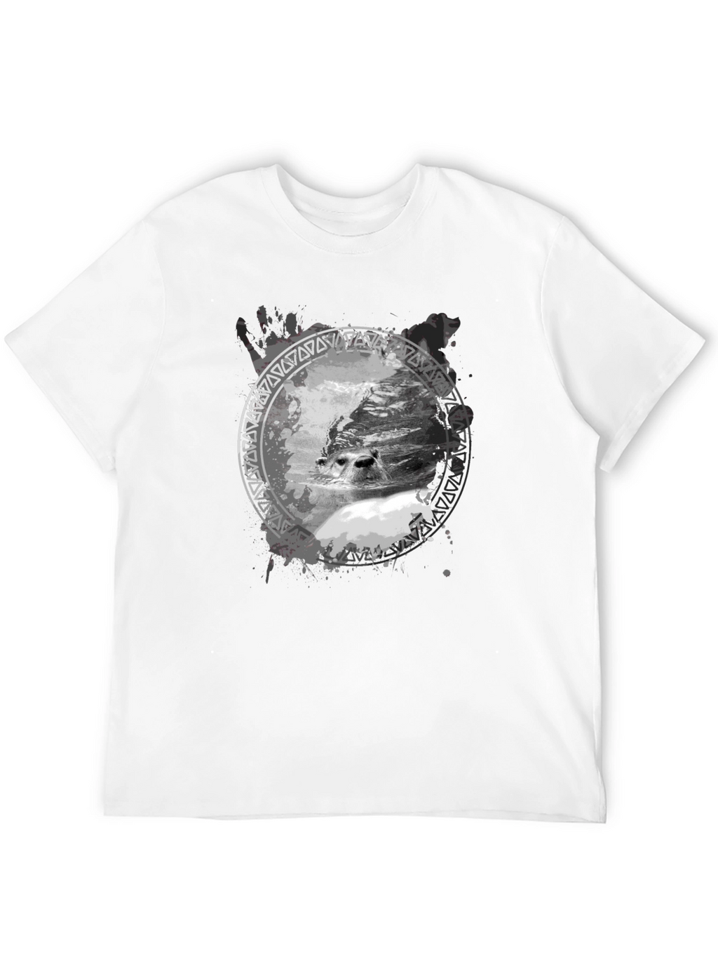 Seal Graphic Print Black T-Shirt