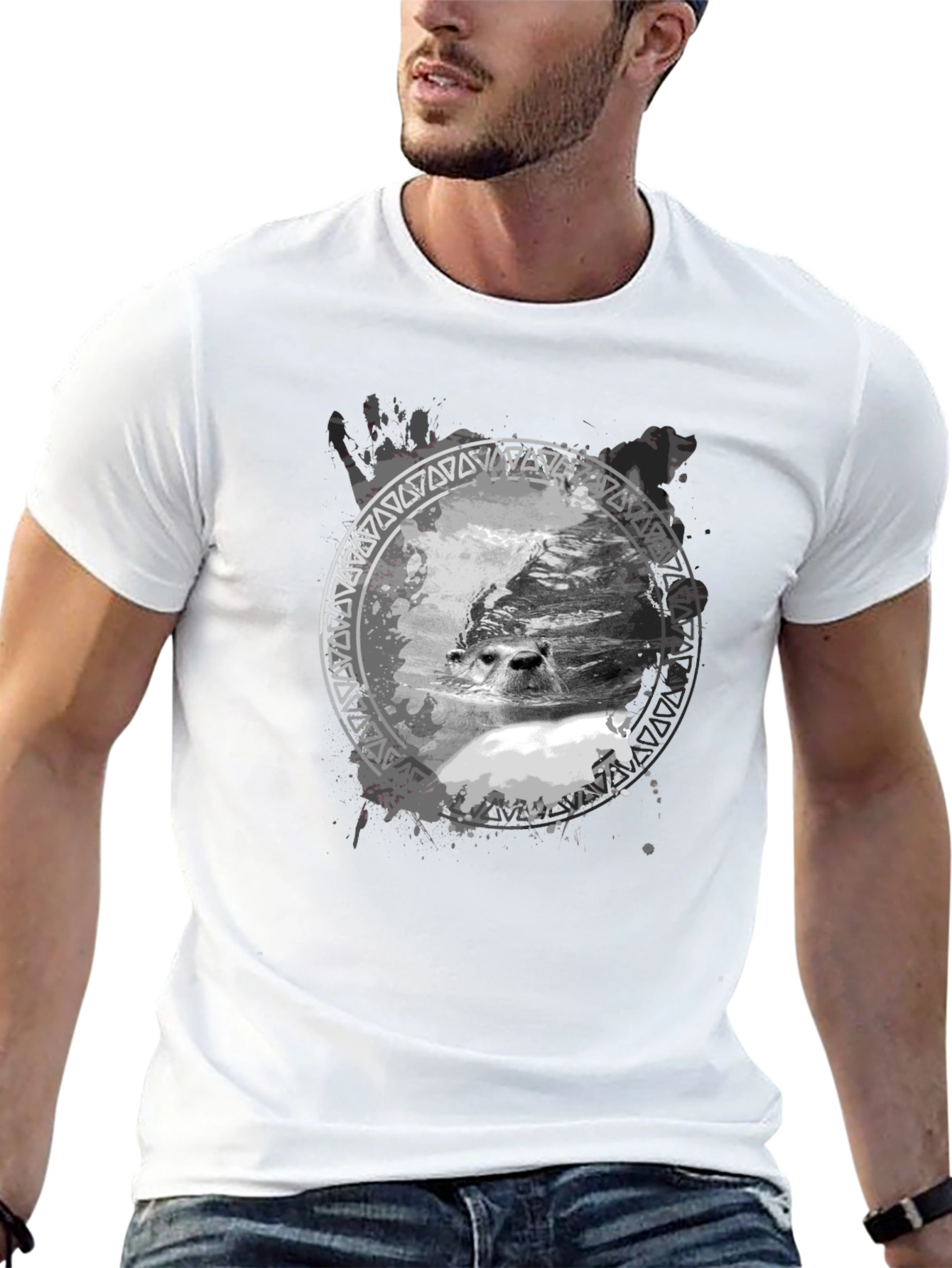 Seal Graphic Print Black T-Shirt