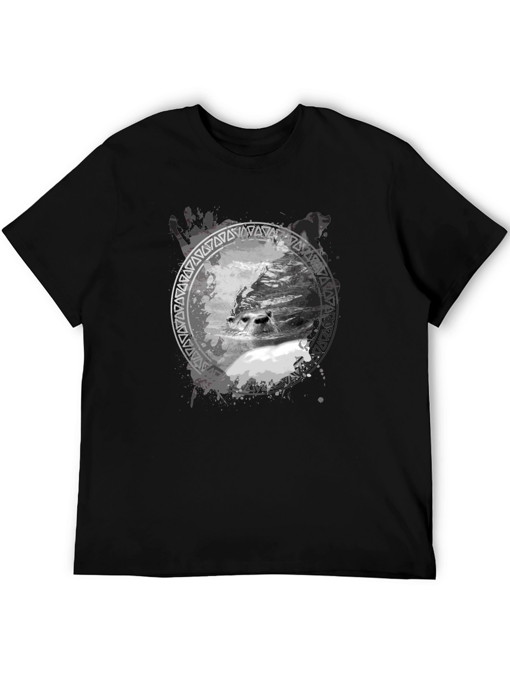 Seal Graphic Print Black T-Shirt