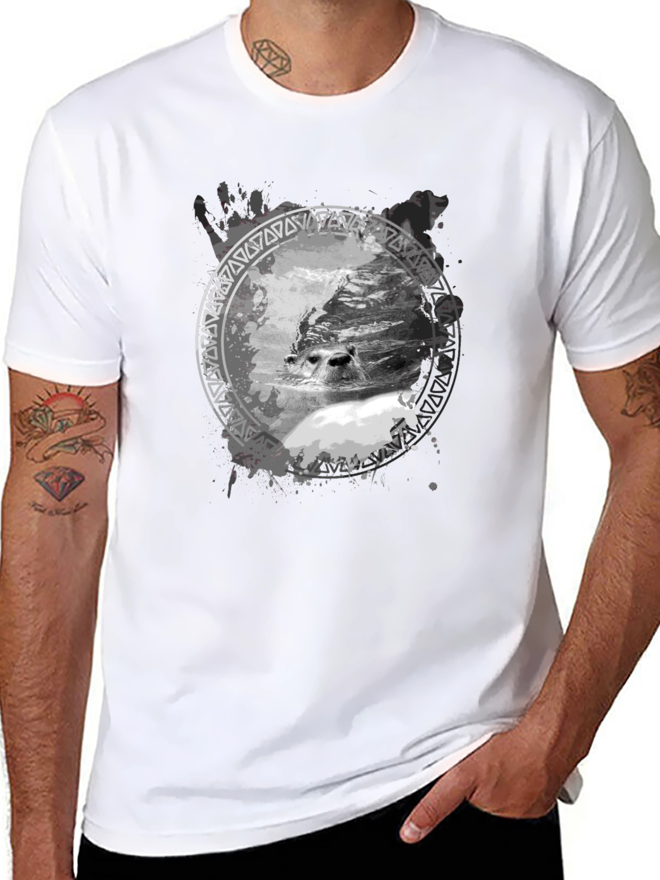 Seal Graphic Print Black T-Shirt