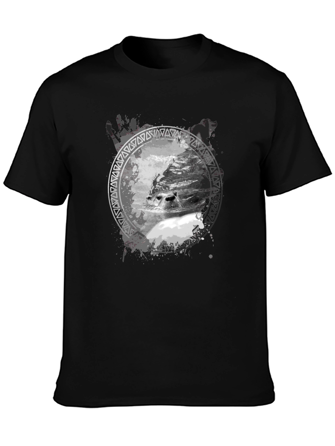 Seal Graphic Print Black T-Shirt