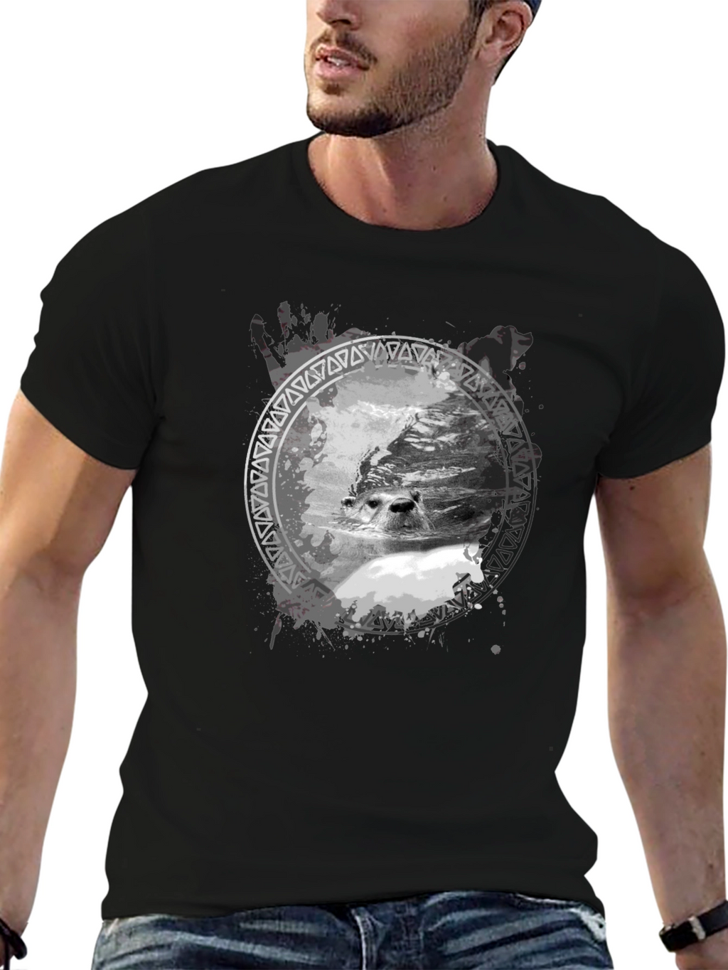 Seal Graphic Print Black T-Shirt
