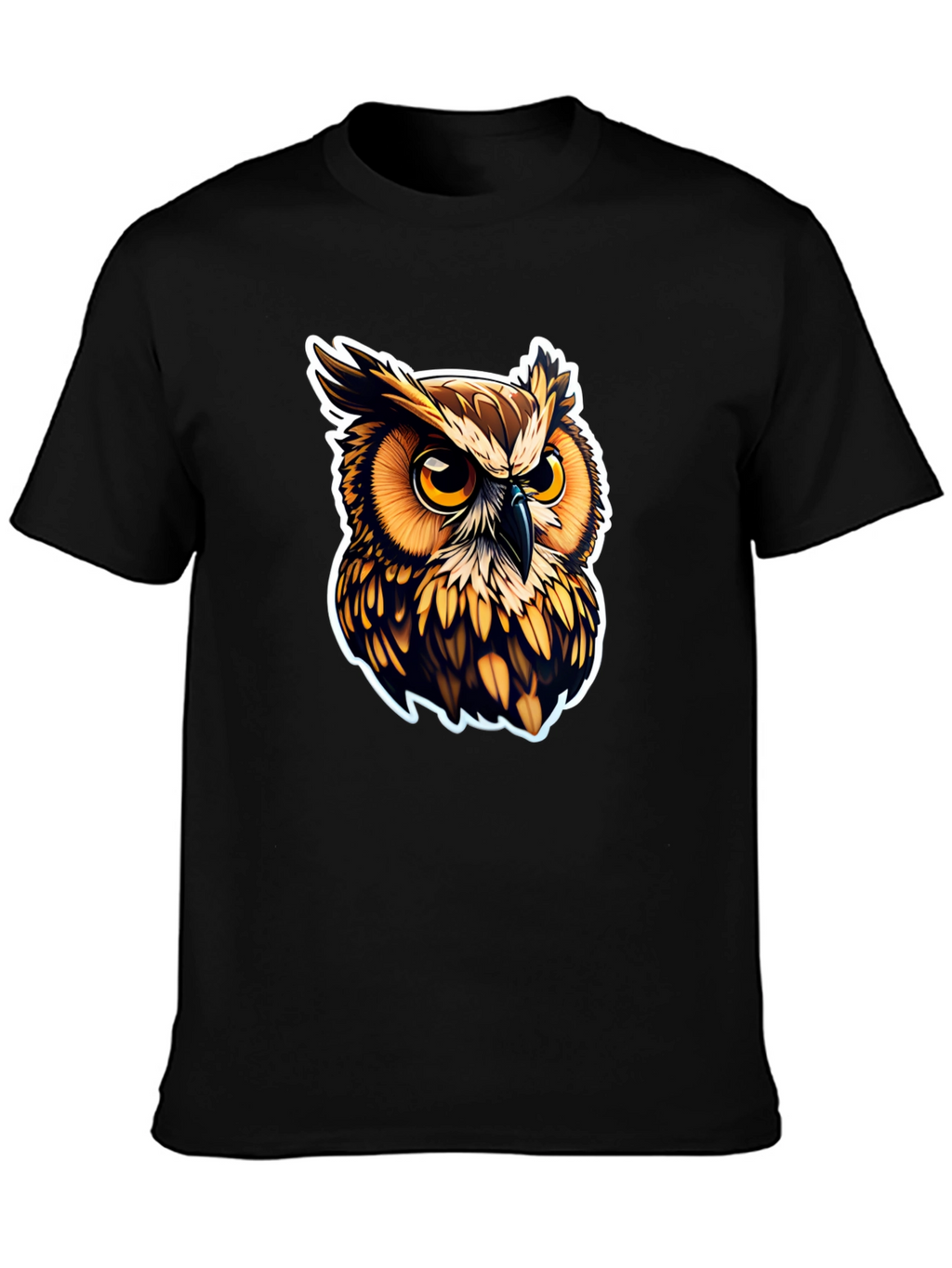 Owl Graphic Print Black T-Shirt