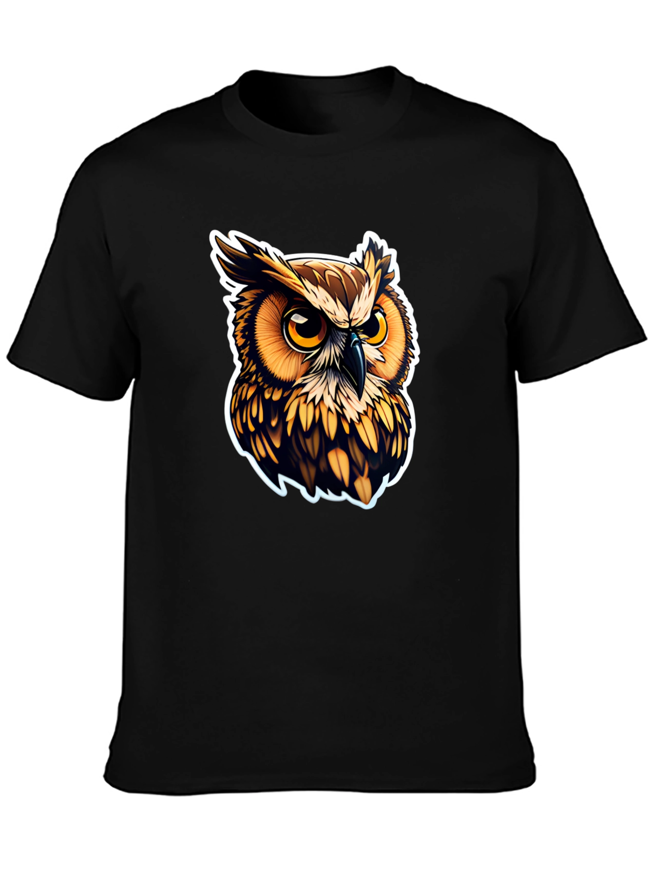 Owl Graphic Print Black T-Shirt