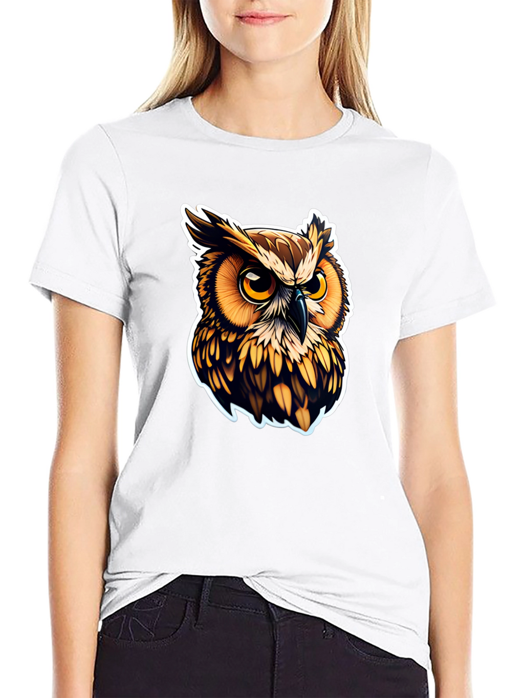 Owl Graphic Print Black T-Shirt
