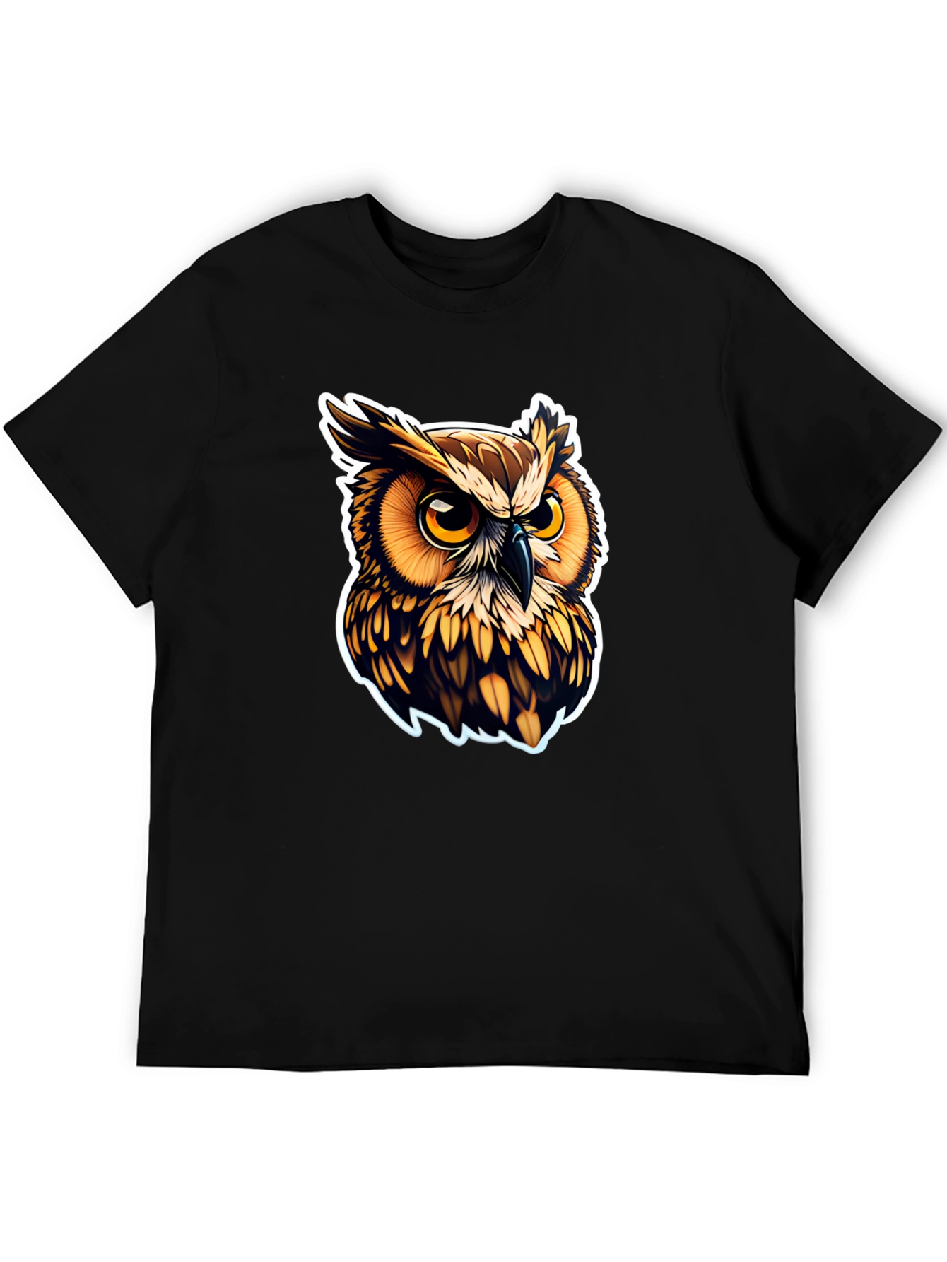 Owl Graphic Print Black T-Shirt