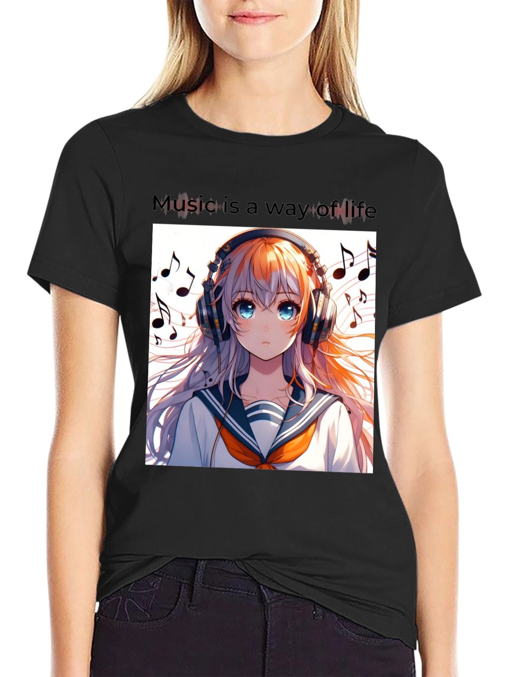 Anime Girl Music Lover Tee