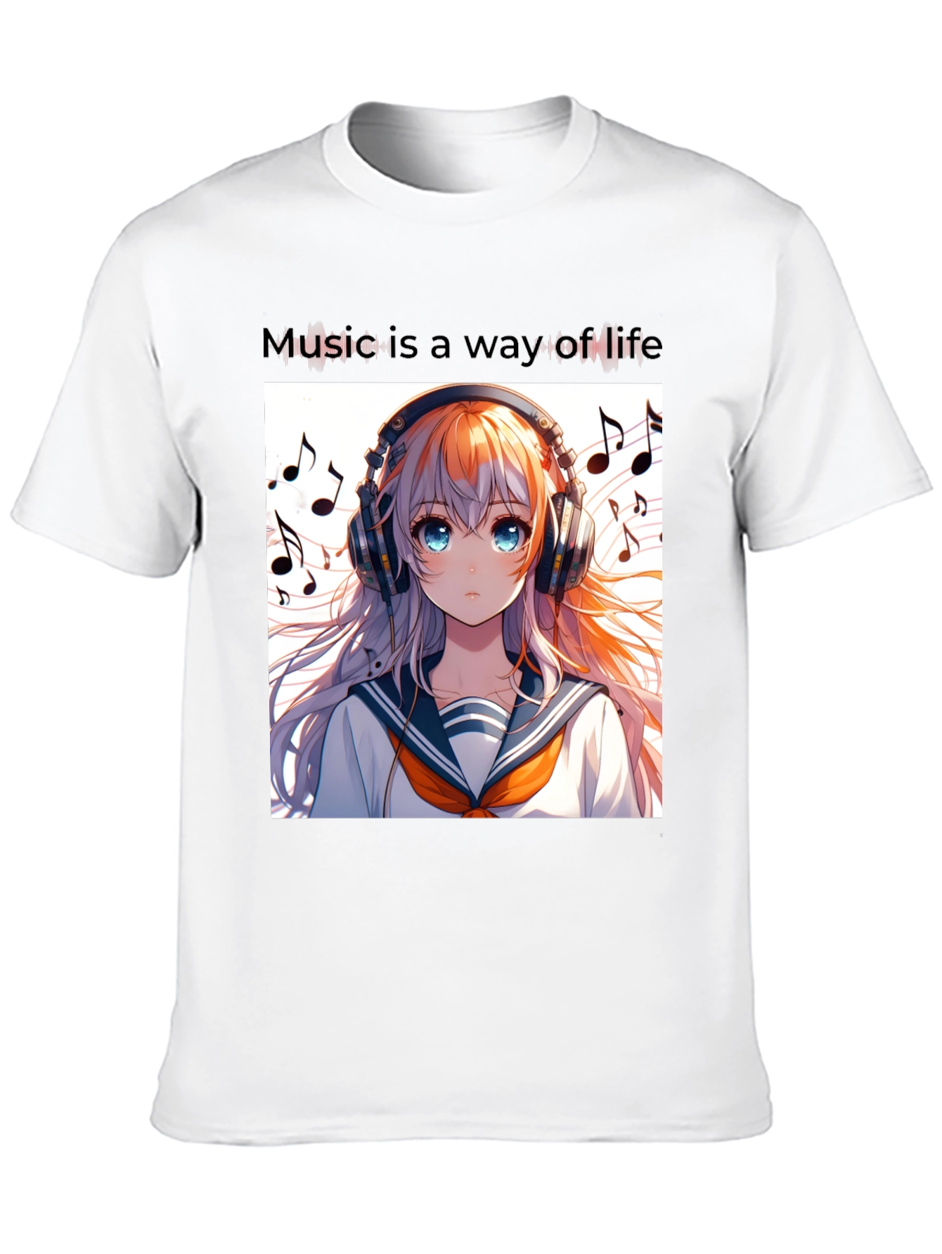 Anime Girl Music Lover Tee