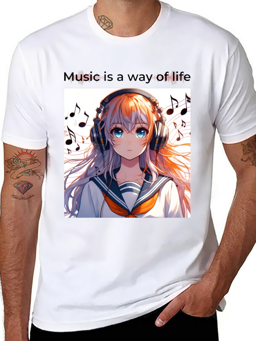 Anime Girl Music Lover Tee