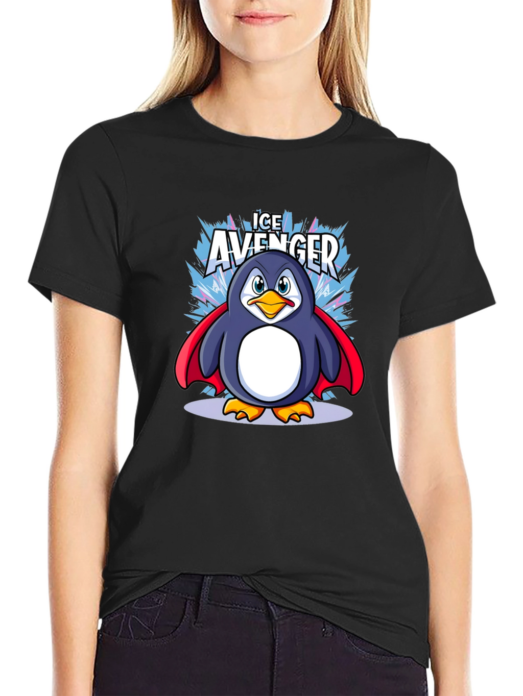 Ice Avenger Penguin Graphic Tee - Black