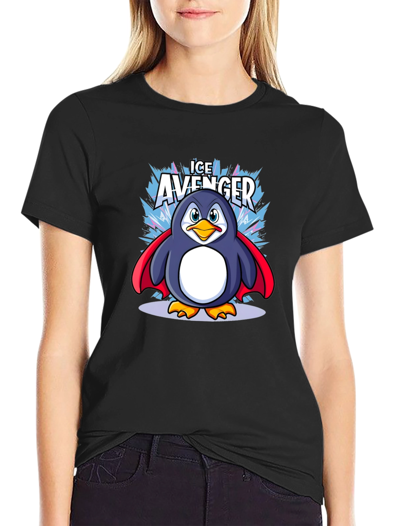 Ice Avenger Penguin Graphic Tee - Black