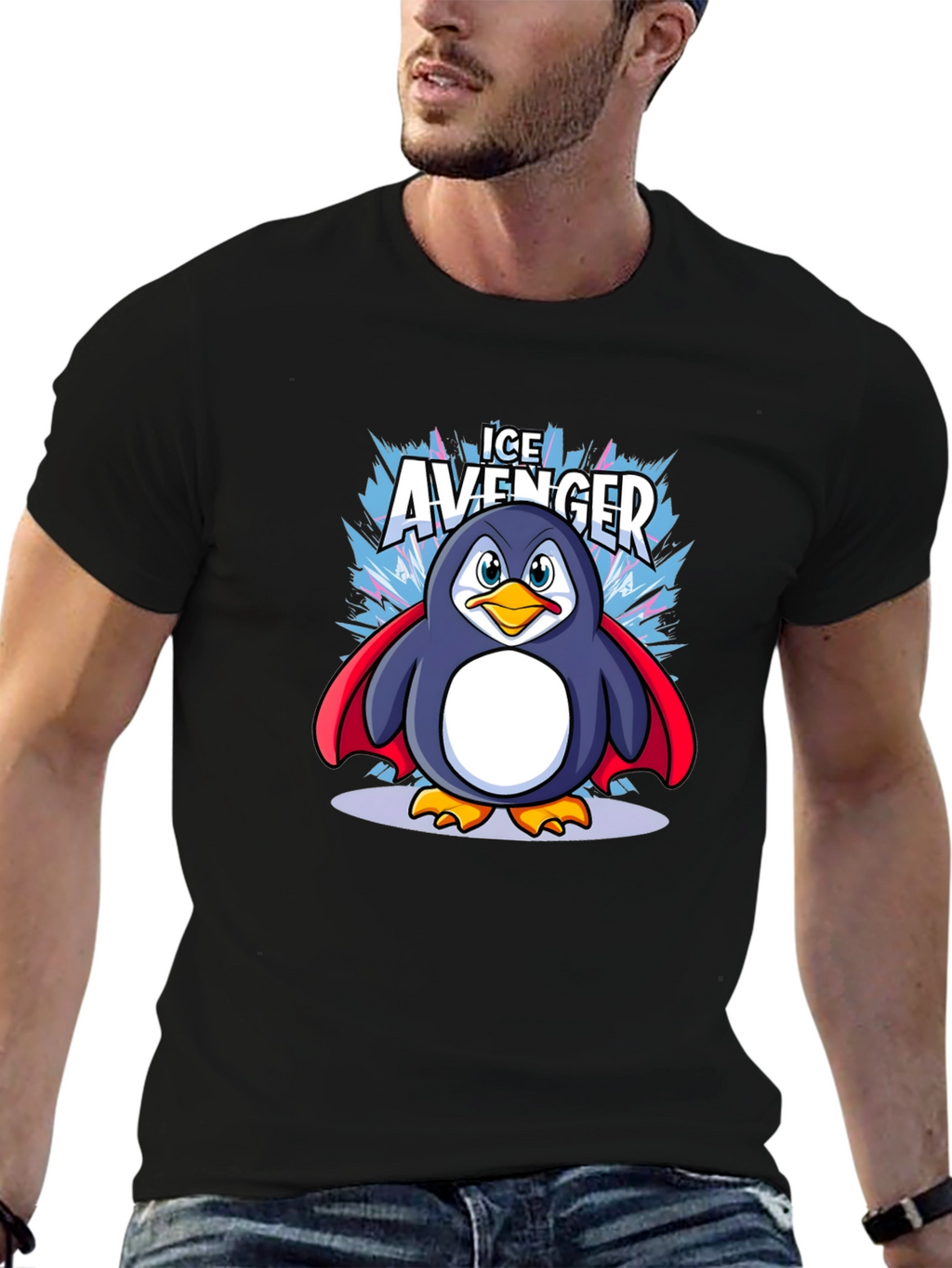 Ice Avenger Penguin Graphic Tee - Black