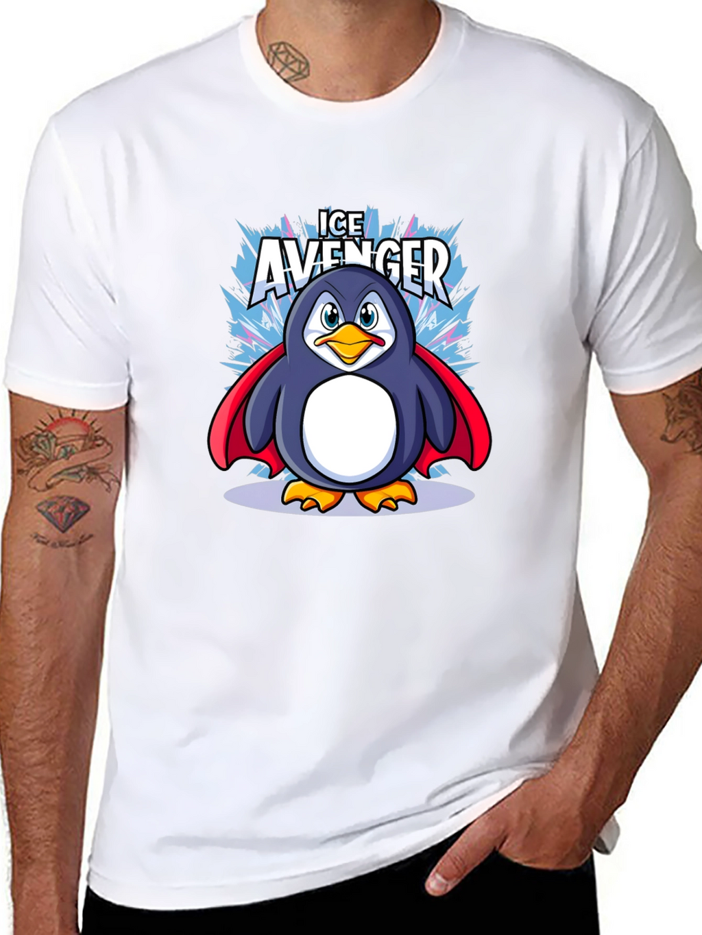 Ice Avenger Penguin Graphic Tee - Black