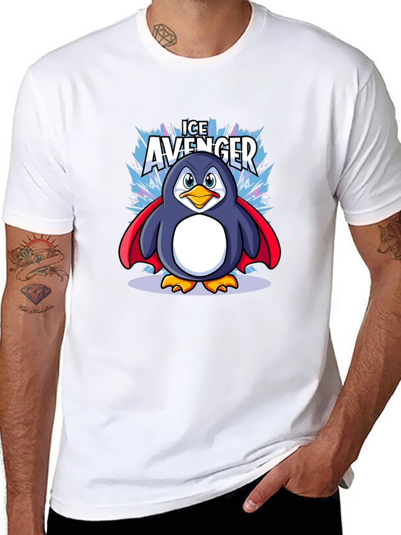 Ice Avenger Penguin Graphic Tee - Black