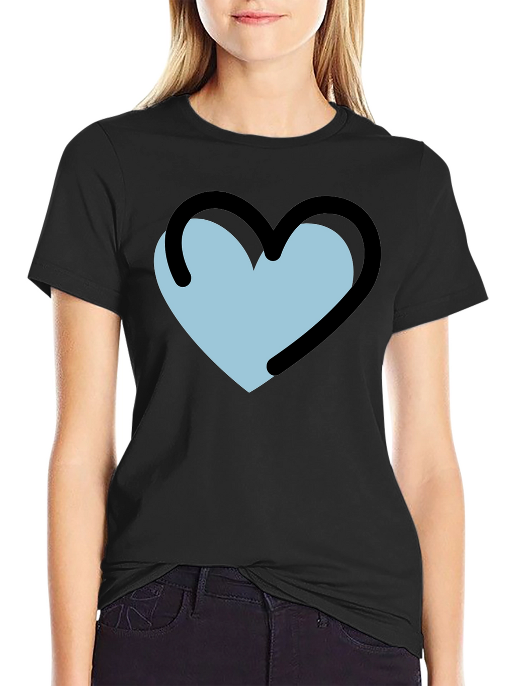 Heart Outline Graphic T-Shirt - Black