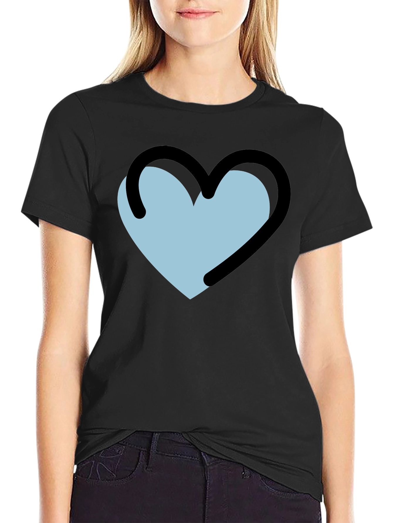 Heart Outline Graphic T-Shirt - Black