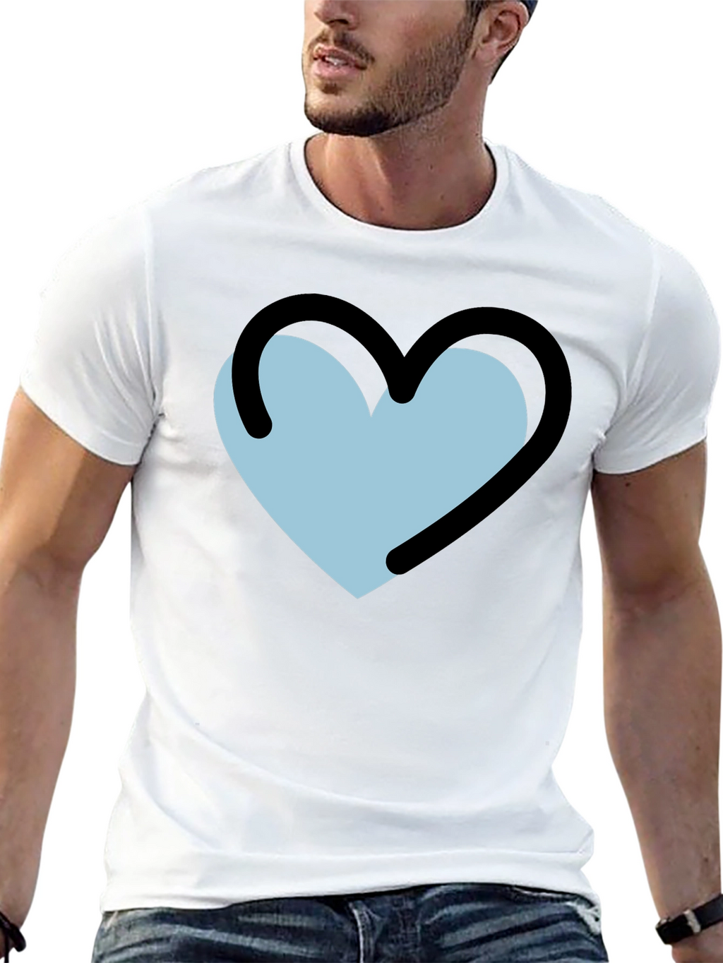 Heart Outline Graphic T-Shirt - Black