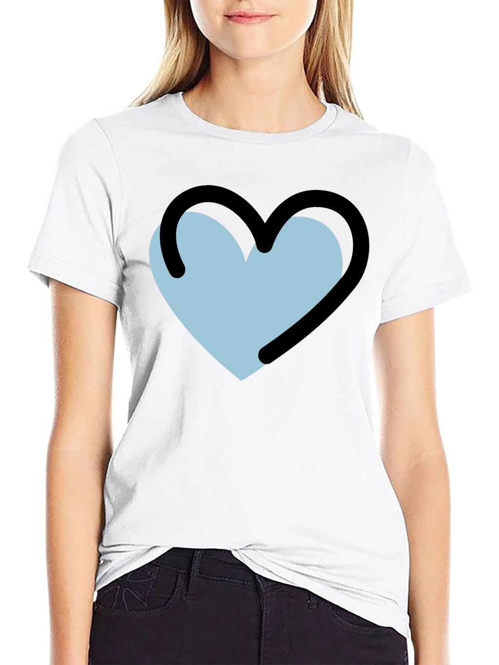 Heart Outline Graphic T-Shirt - Black