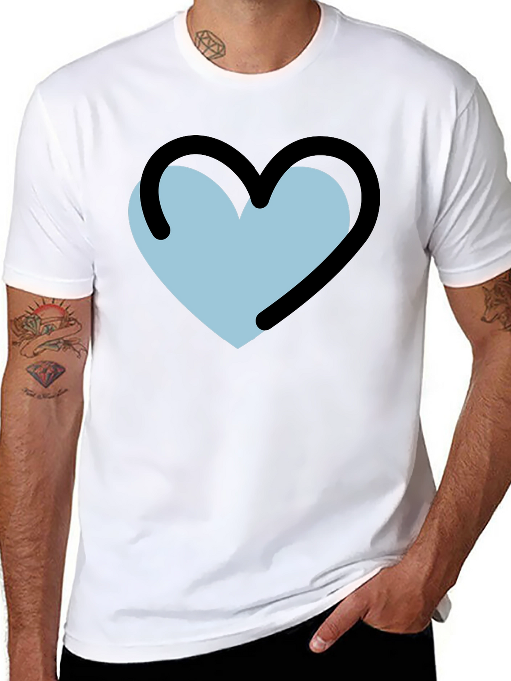 Heart Outline Graphic T-Shirt - Black