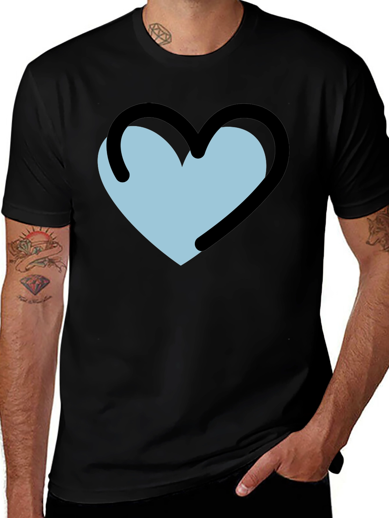 Heart Outline Graphic T-Shirt - Black