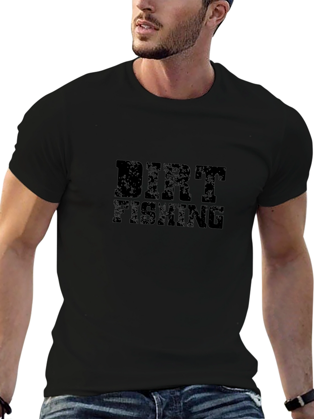 Dirt Fishing Black Graphic Tee