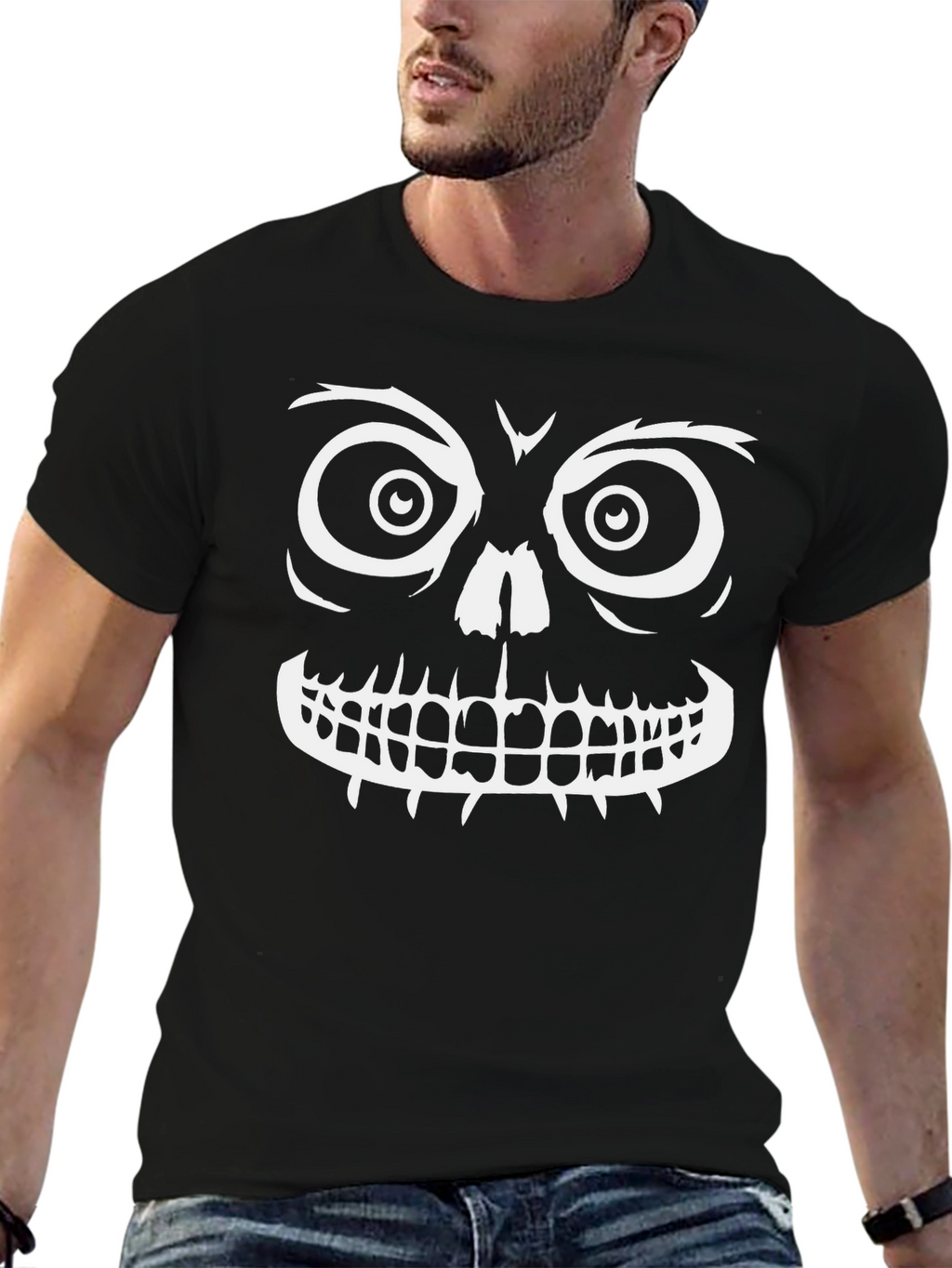 Spooky Skull Graphic Tee - Halloween Ready
