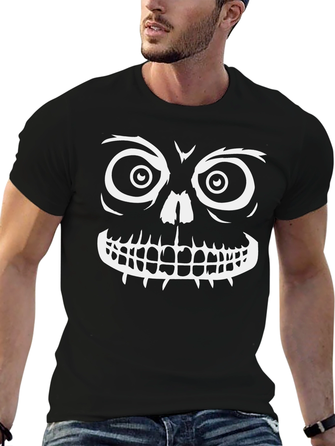 Spooky Skull Graphic Tee - Halloween Ready