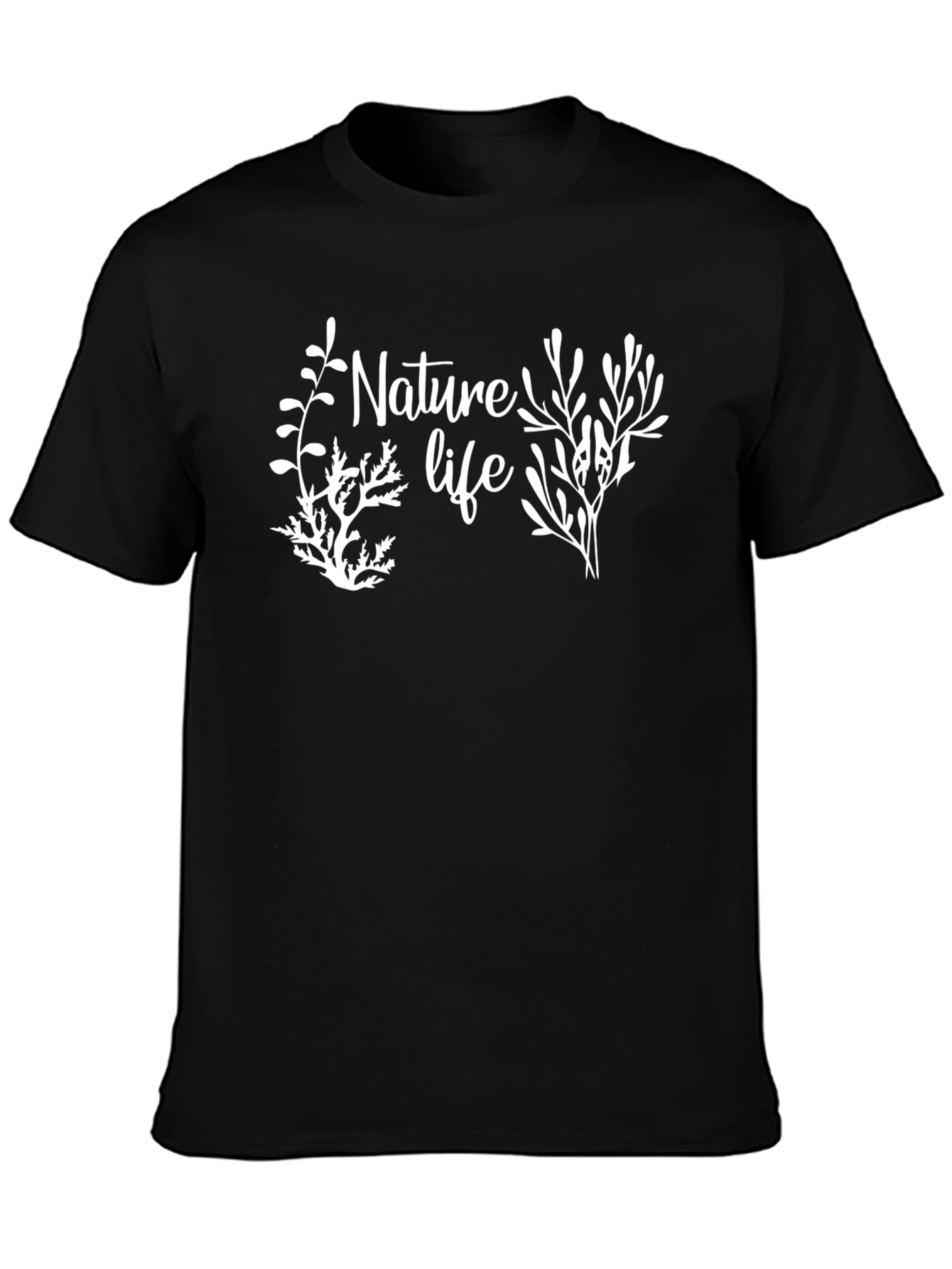 Nature Life Graphic Tee - Black Cotton Blend Shirt