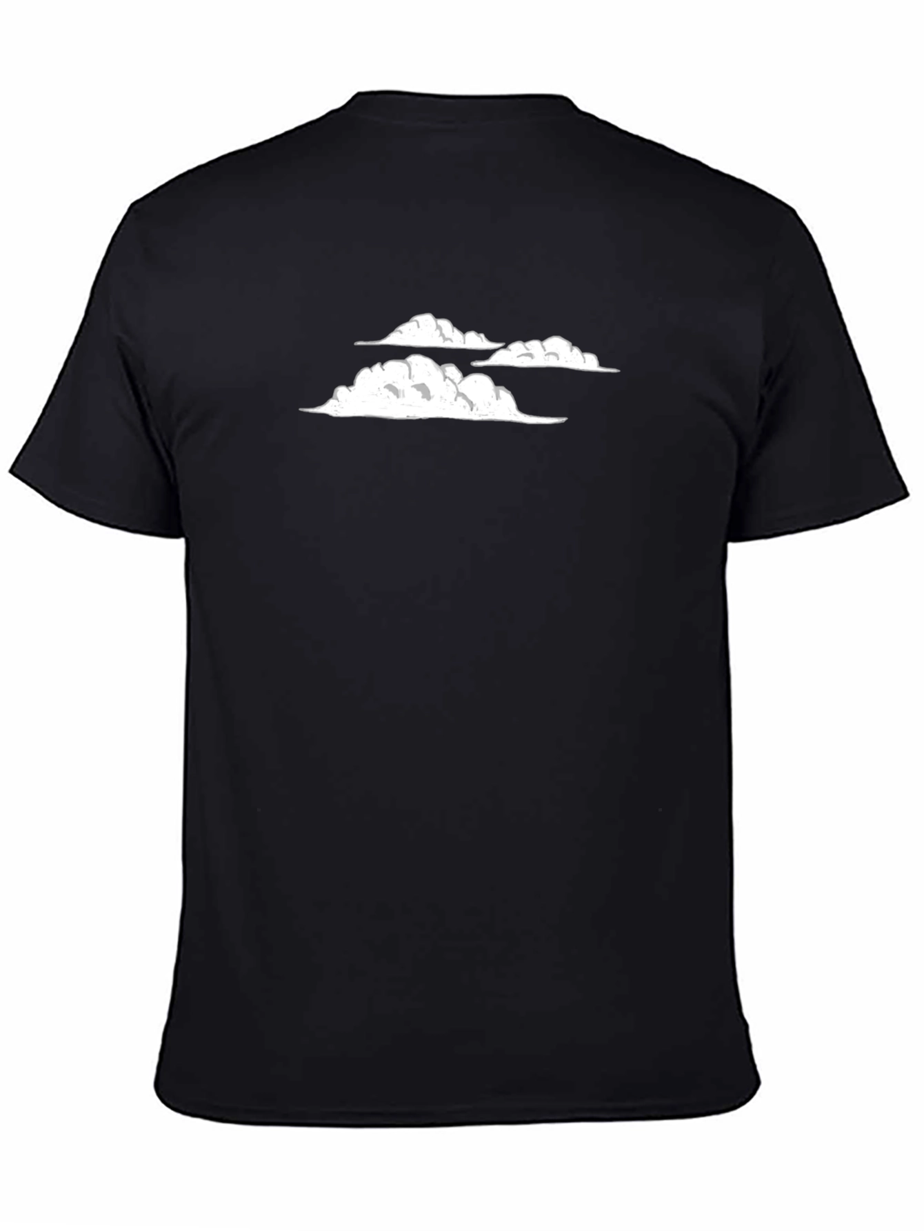 Cloud Design Black Cotton T-Shirt