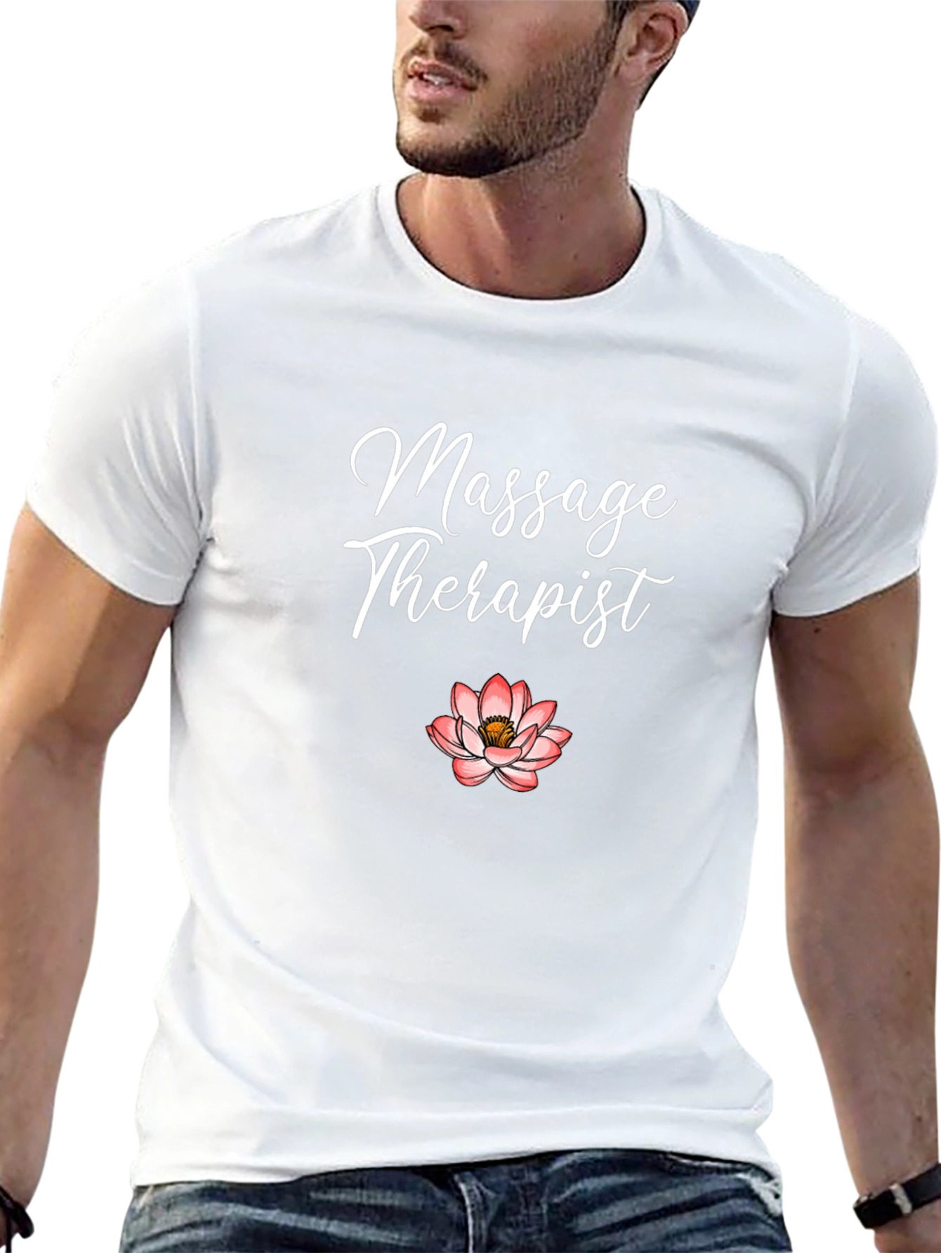 Massage Therapist Lotus Flower Graphic T-Shirt