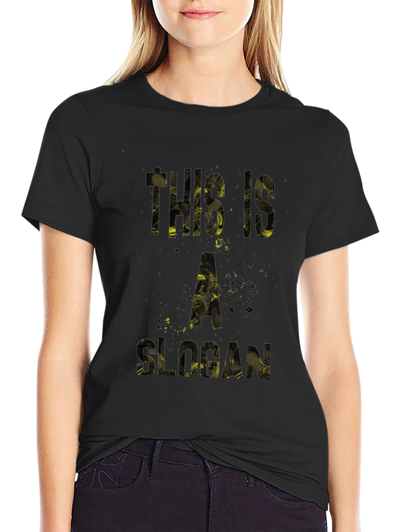 Statement Graphic Tee - This is a Slogan Black T-Shirt