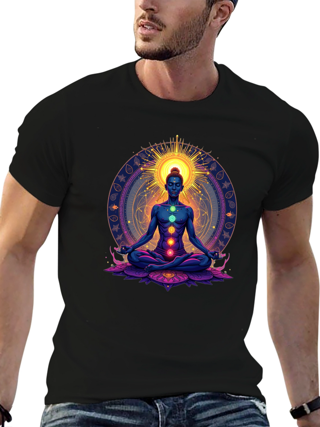 Chakra Meditation Graphic Tee - Spiritual Zen T-Shirt