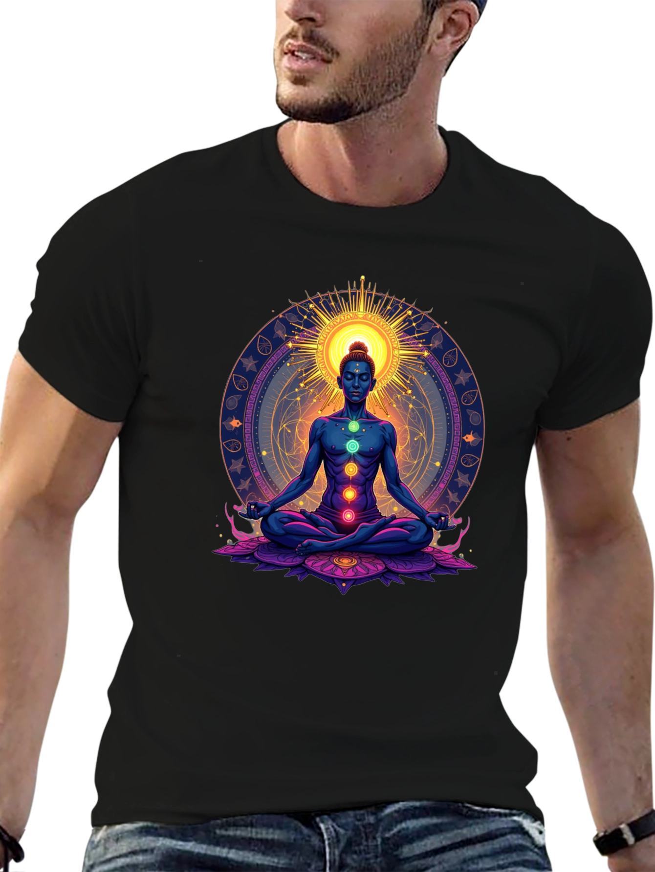 Chakra Meditation Graphic Tee - Spiritual Zen T-Shirt