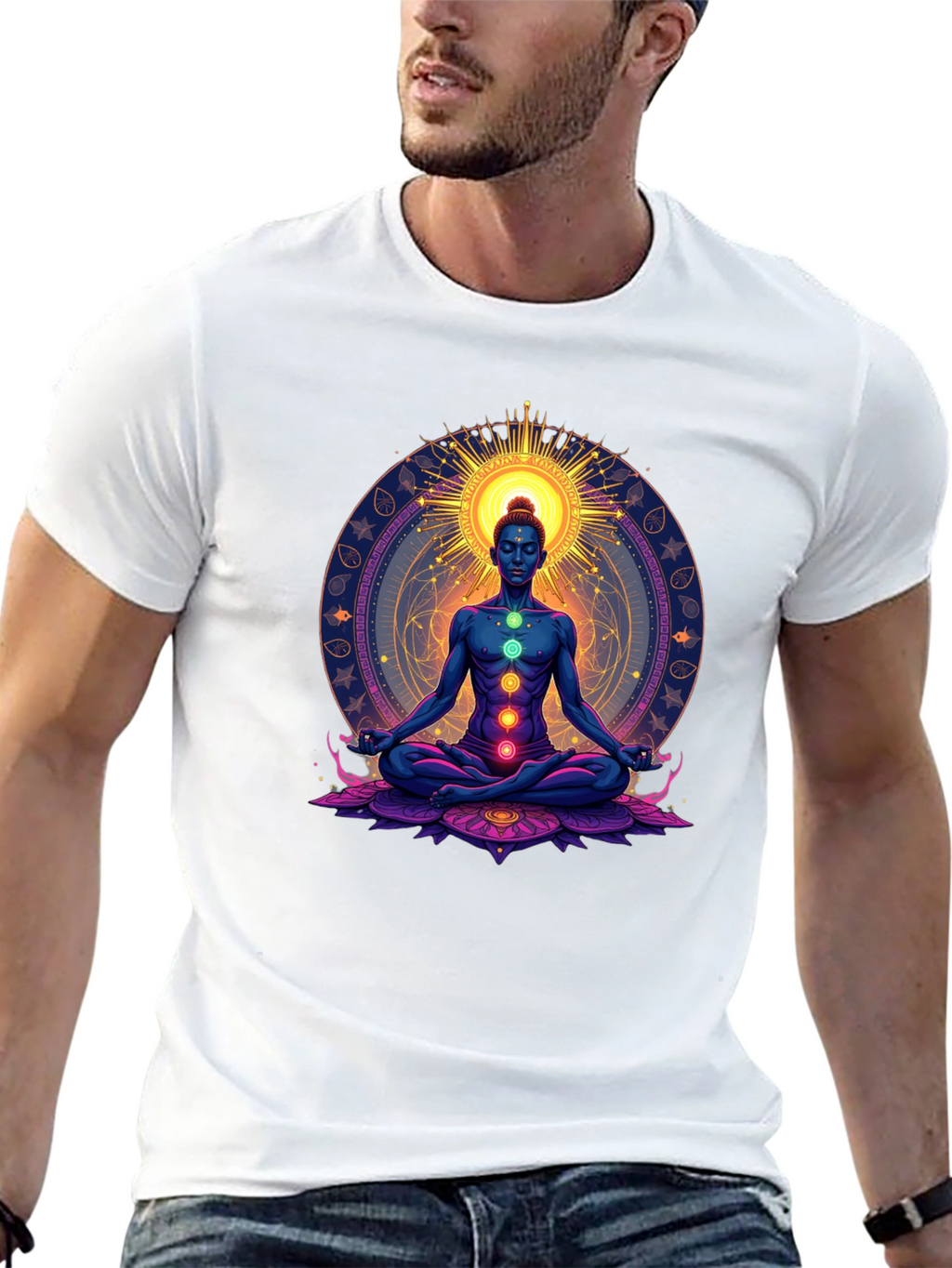 Chakra Meditation Graphic Tee - Spiritual Zen T-Shirt
